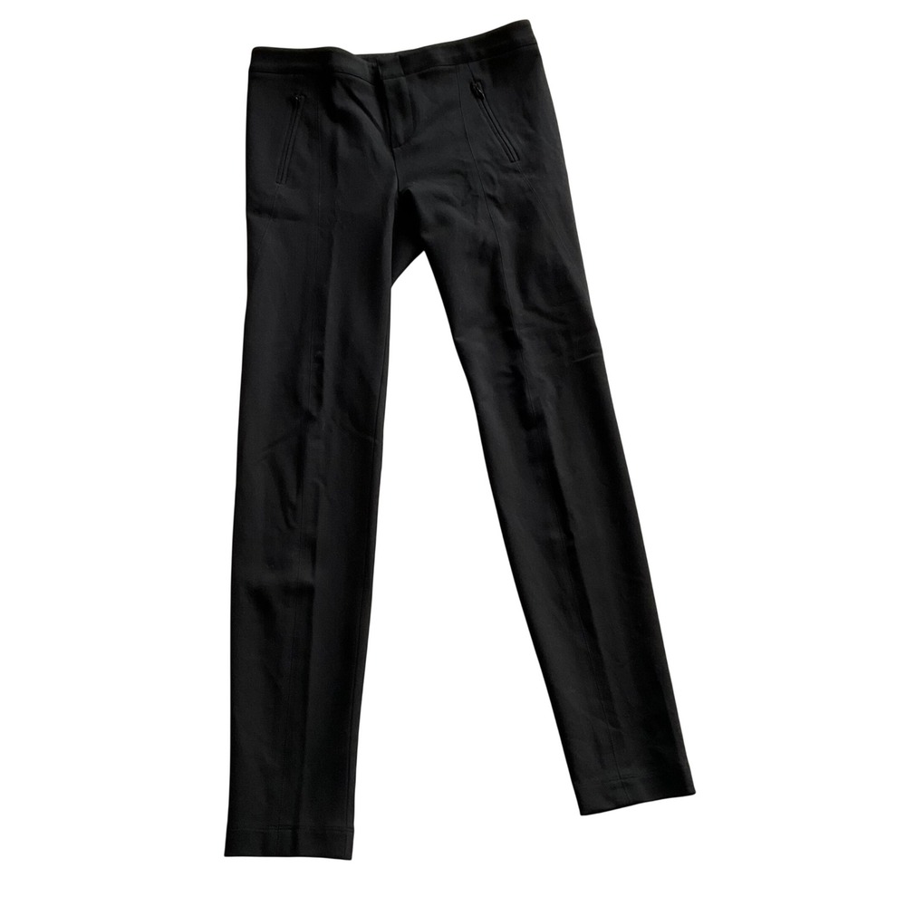 Vince Skinny Pants Womens 8 Black Ponte Knit Zipper Pocket Slim Trousers
